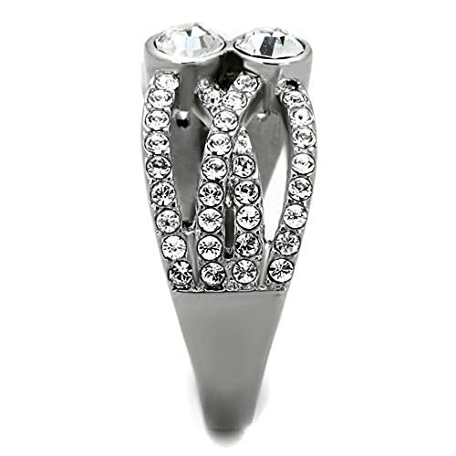 WildKlass Stainless Steel Ring High Polished (no Plating) Women Top Grade Crystal Clear