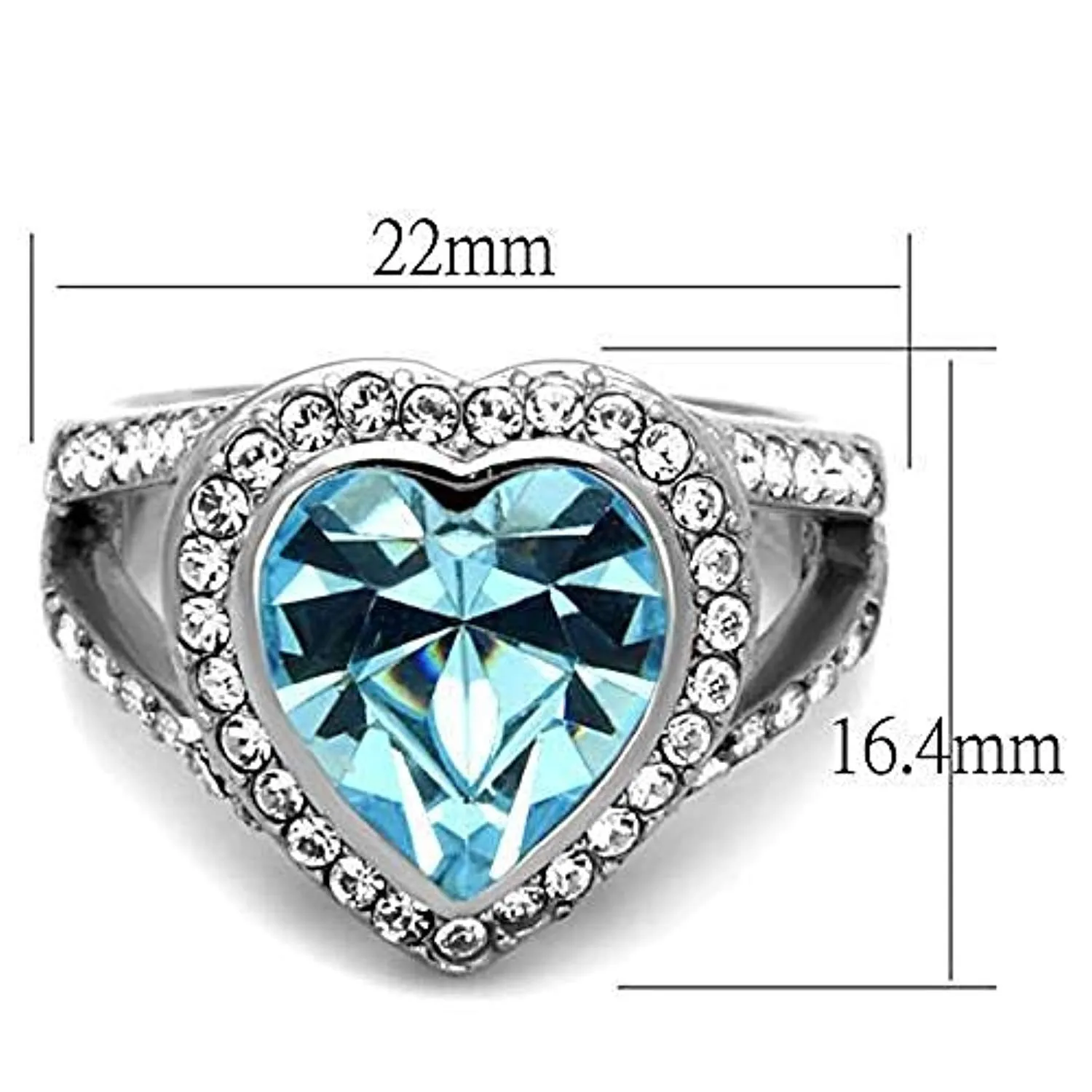 WildKlass Stainless Steel Ring High Polished (no Plating) Women Top Grade Crystal Sea Blue