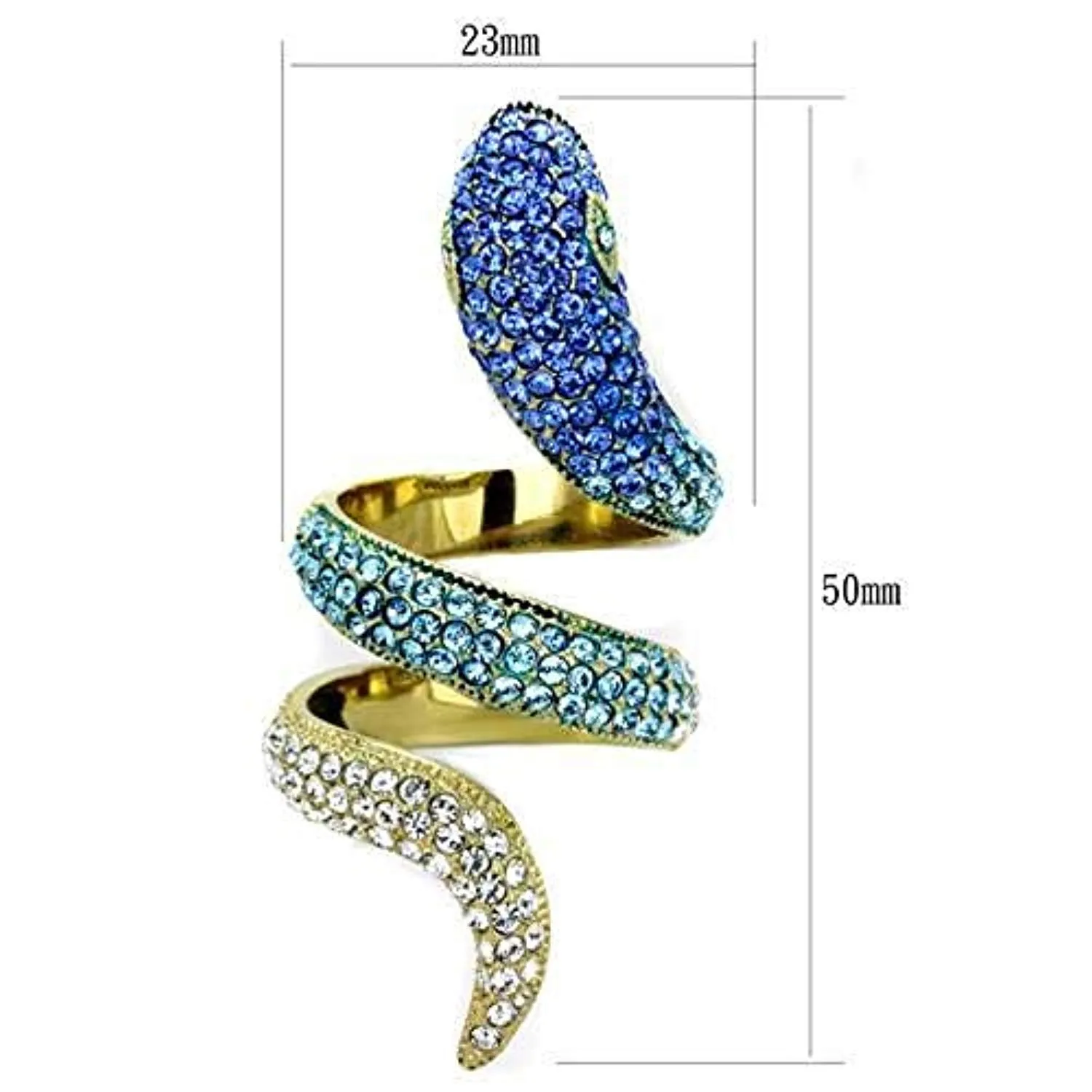 WildKlass Stainless Steel Ring IP Gold Women Top Grade Crystal Multi Color