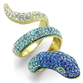 WildKlass Stainless Steel Ring IP Gold Women Top Grade Crystal Multi Color