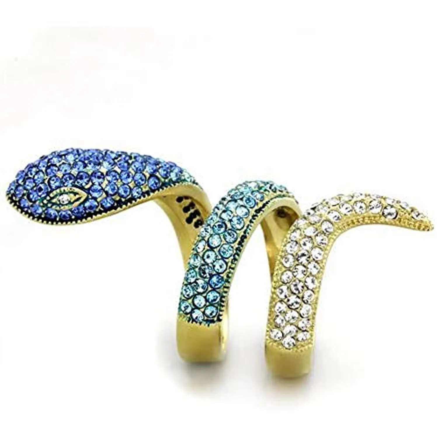 WildKlass Stainless Steel Ring IP Gold Women Top Grade Crystal Multi Color