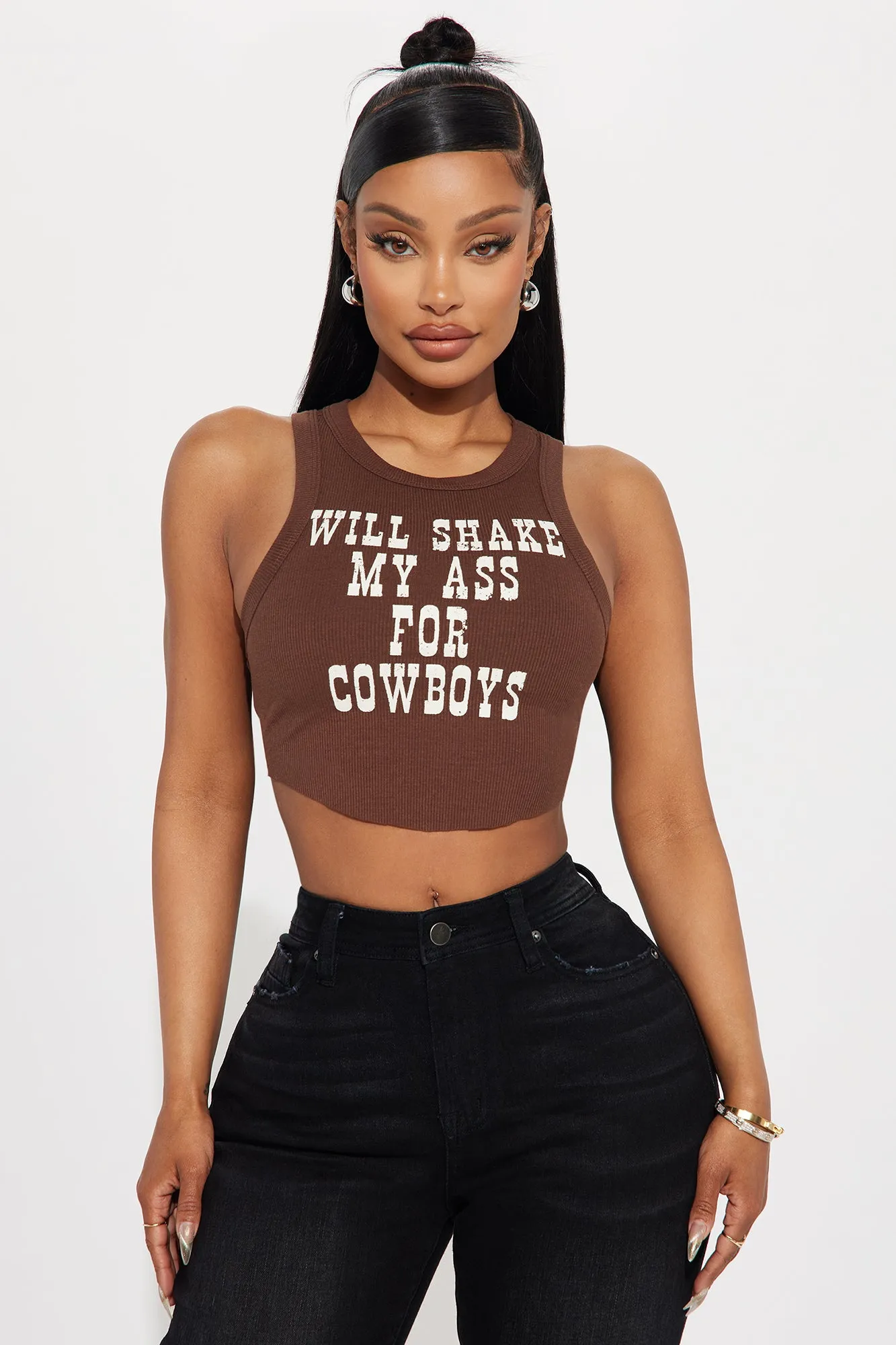 Will Shake My Ass For Cowboys Tank - Brown