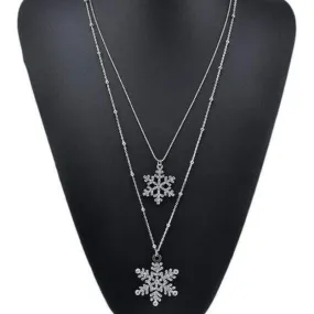 Winter Snowflakes Dual Layer Necklace and Earrings Set