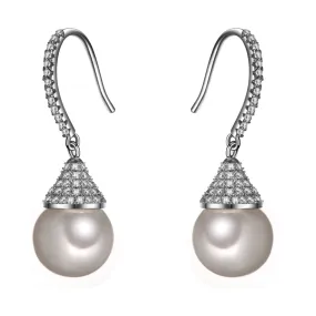 Women's Fashion CZ Bridal Wedding Pearl Earring