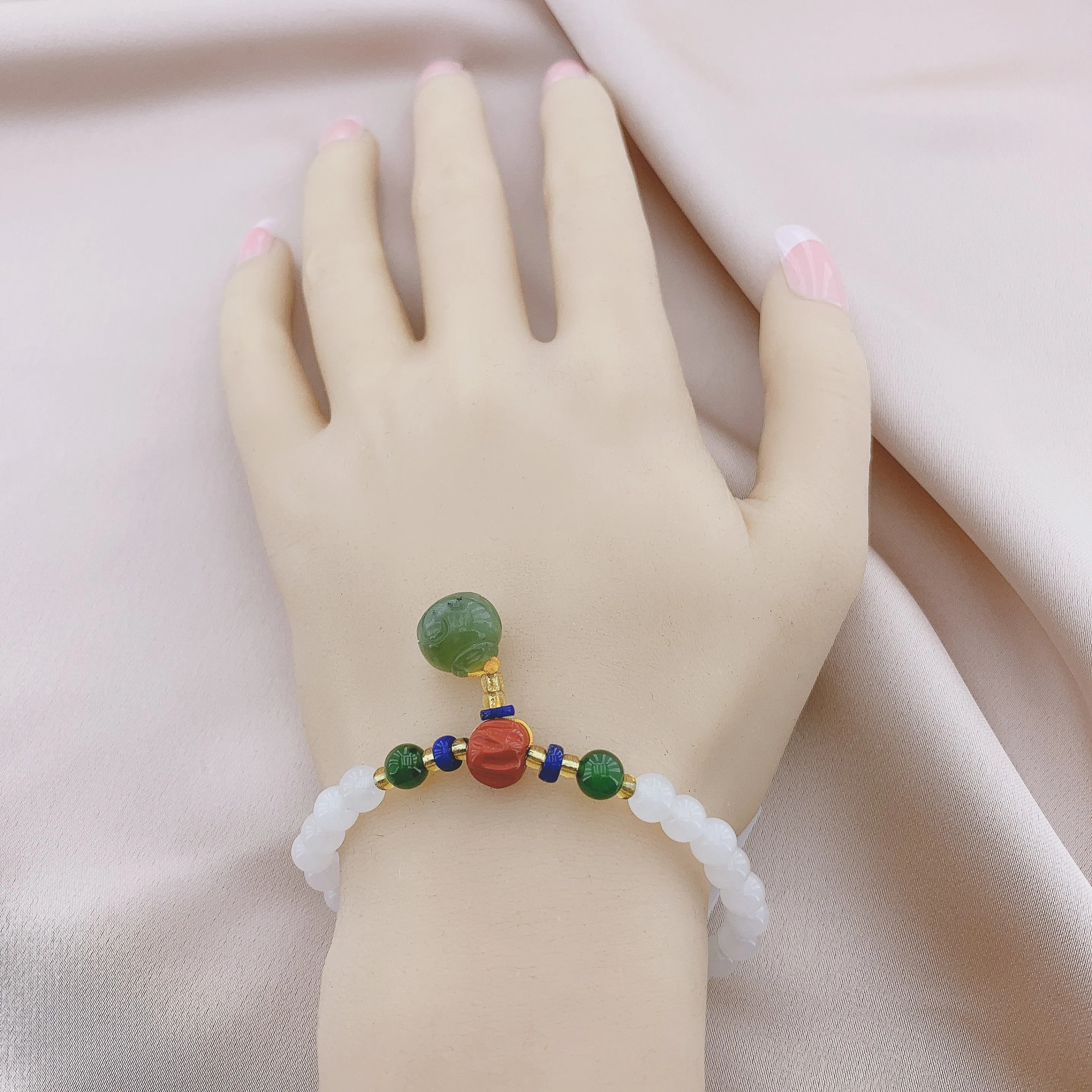 Women's Fashion White Marble Beads Gemstone Bracelet