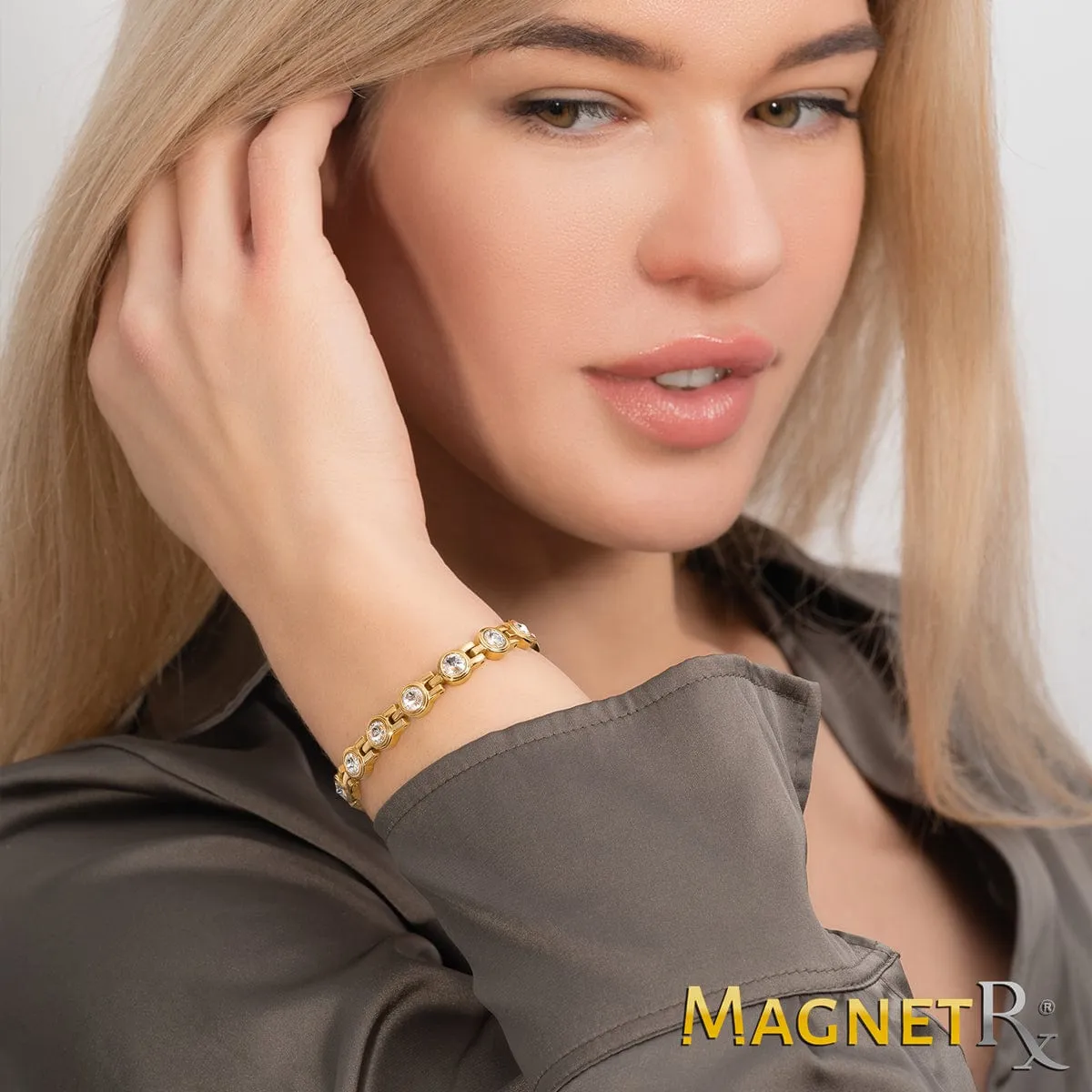 Women's Gold Crystal Magnetic Therapy Bracelet