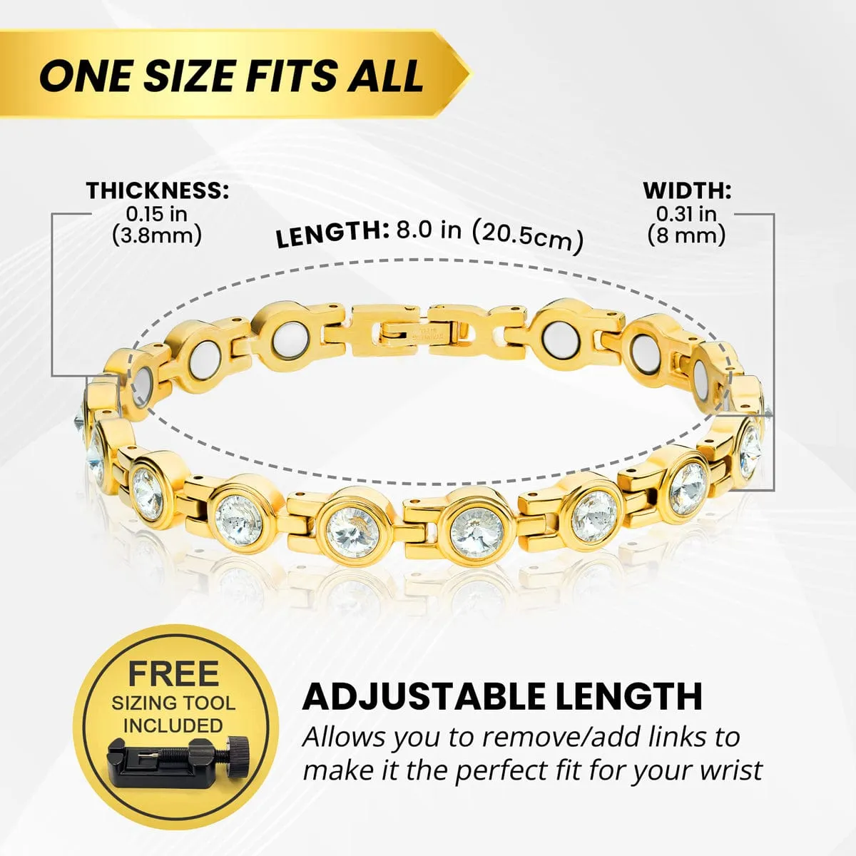 Women's Gold Crystal Magnetic Therapy Bracelet